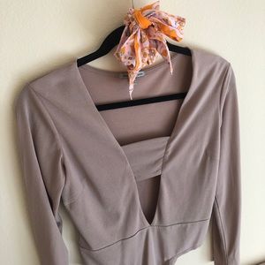 Tan Bodysuit with Cut-Out